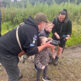 Sharon Bailey with children birdwatching
